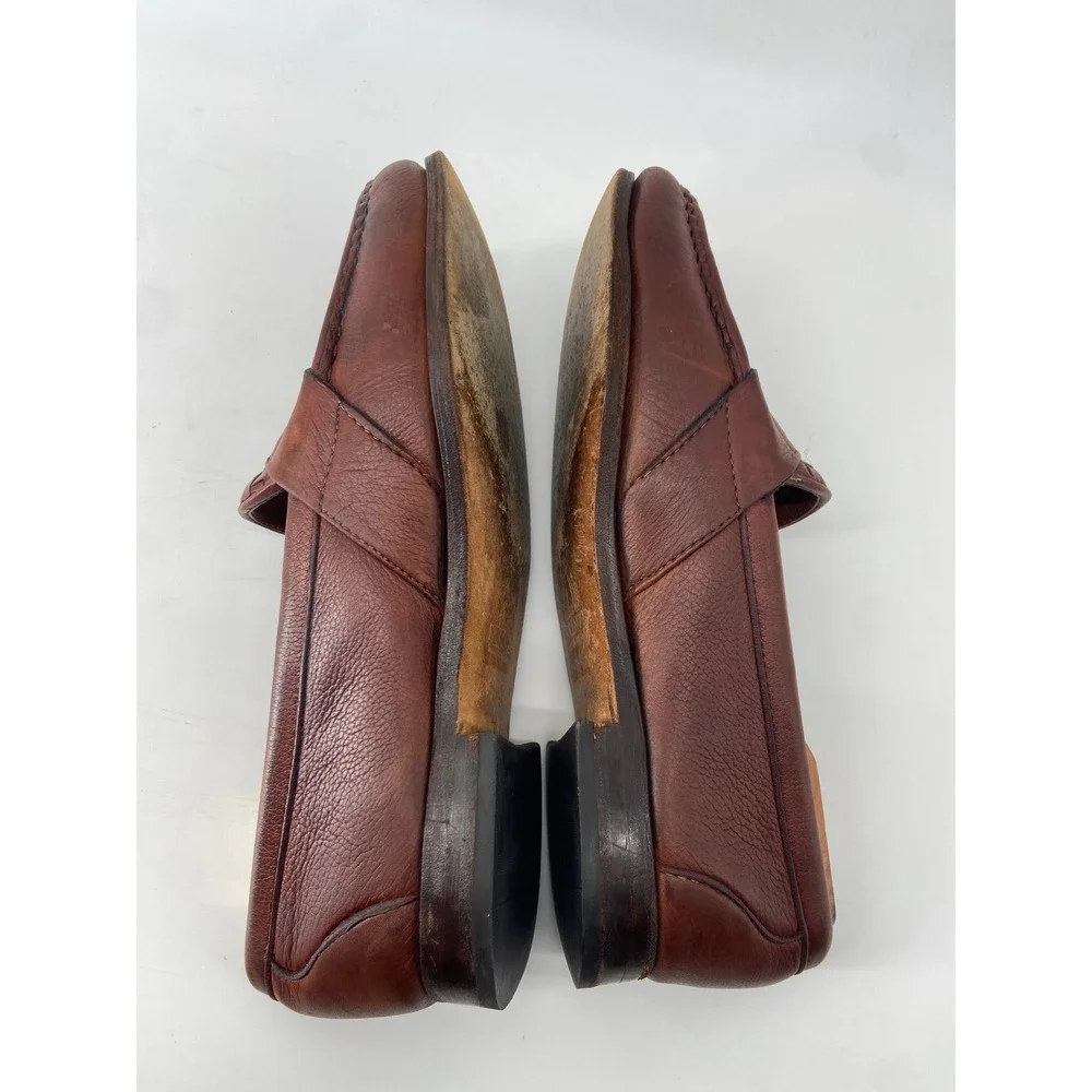 Allen Edmonds Loafers Men 9.5 EEE Brown Ivanhoe Woven Penny Classic Dress Shoes